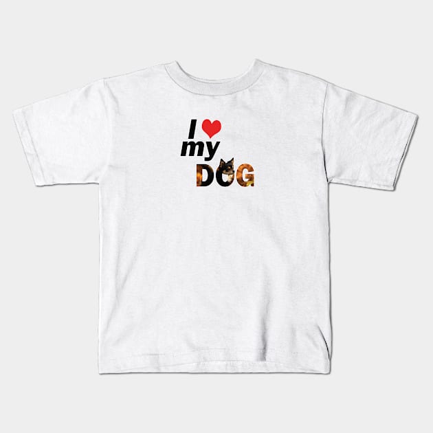 I love my dog - Chihuahua oil painting word art Kids T-Shirt by DawnDesignsWordArt